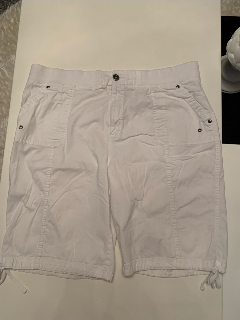 Kim Rogers Women White Casual Stretch Shorts Pockets Size 18W